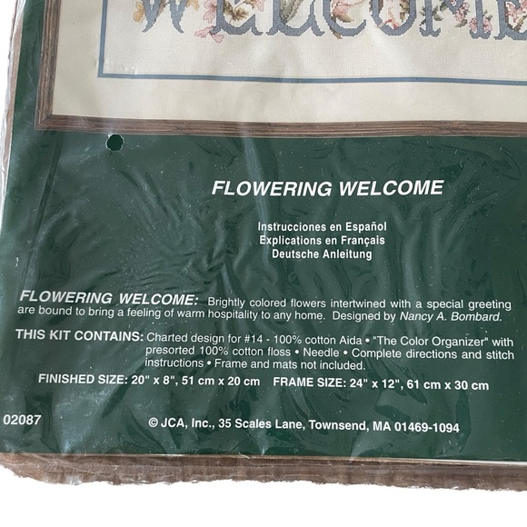New Elsa Williams Counted Cross Stitch Kit Flowering Welcome 20"x8" floral 02087 - Picture 3 of 3